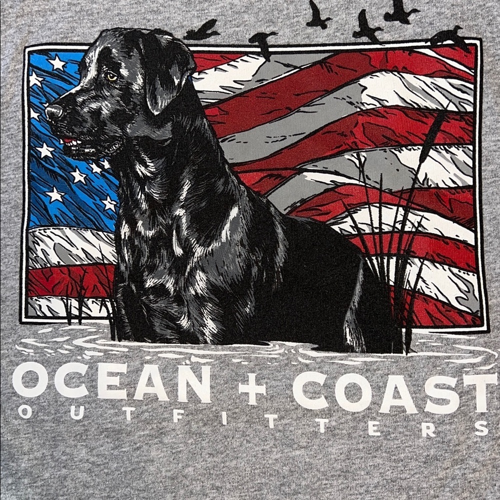 Classic Ocean + Coast Gray Short Sleeve Tee Labrador Dog XXL